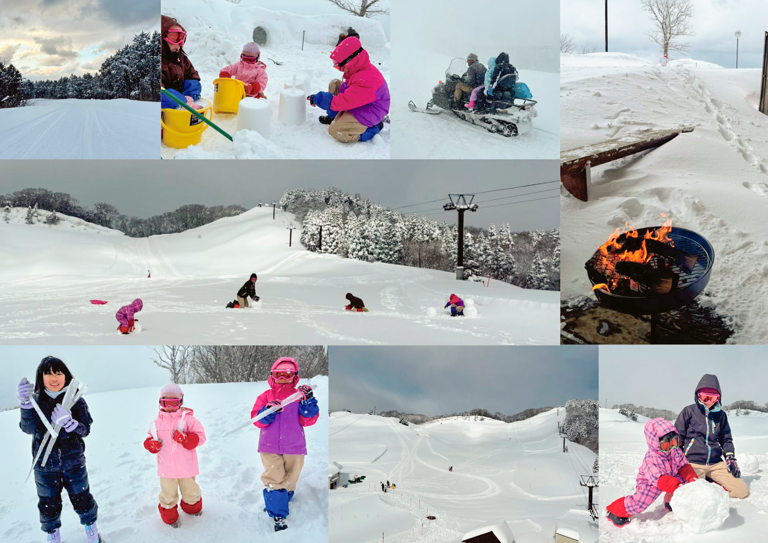 てっぺんで雪遊び